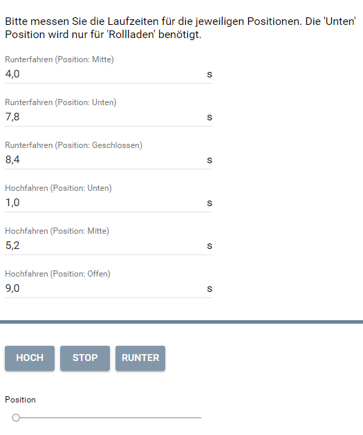 Konfiguration der Rollladensteuerung