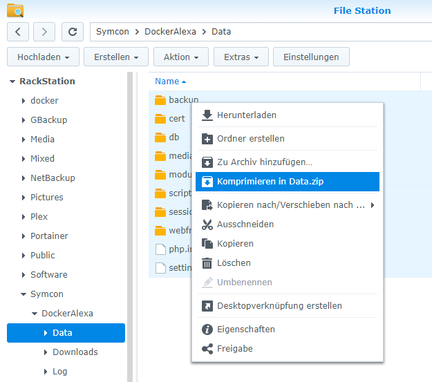 Docker Zip Datei