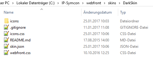 Struktur des Skin Ordners