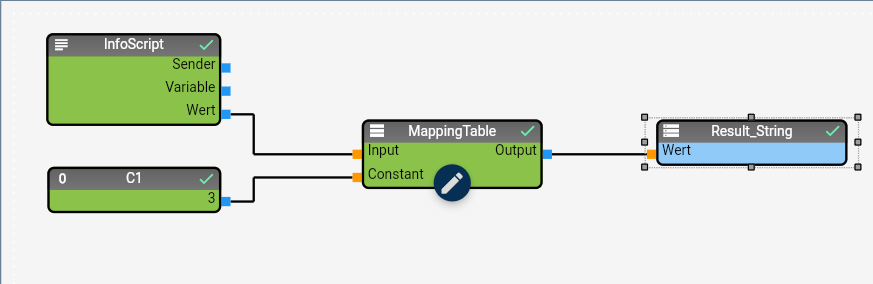 Example of a simple logic script on the drawing area