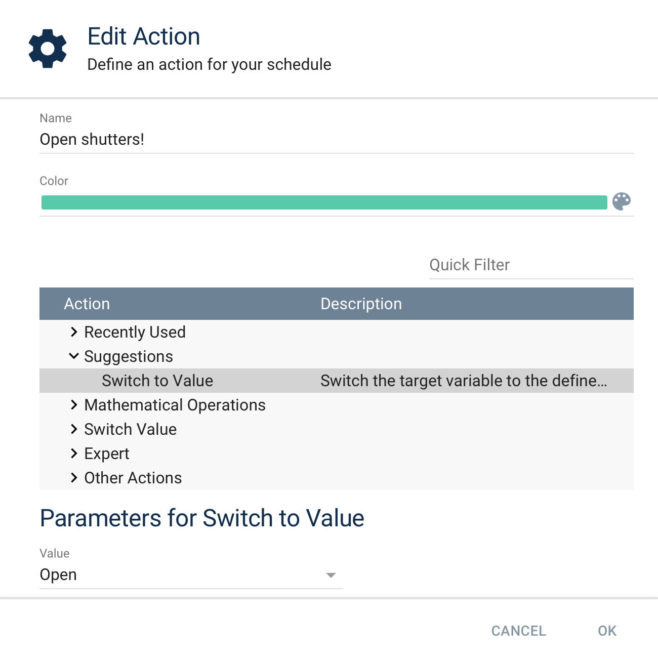 Add schedule action