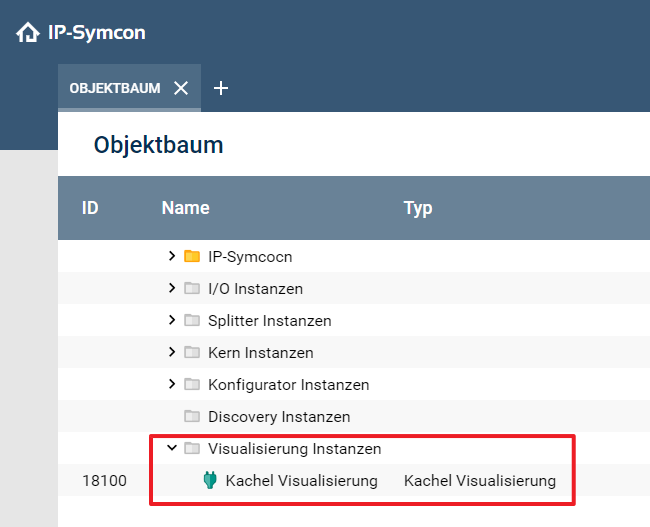 Kachel Visualisierung im Objektbaum