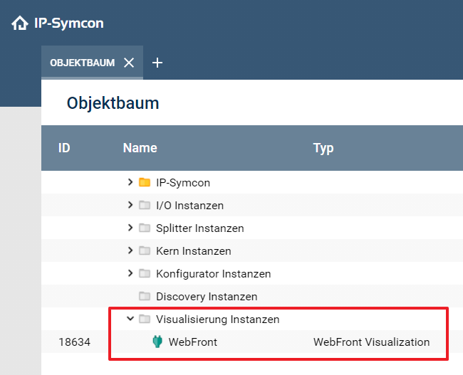 WebFront Visualisierung