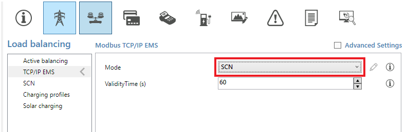 Configuration if socket or SCN should be used: imageblock
