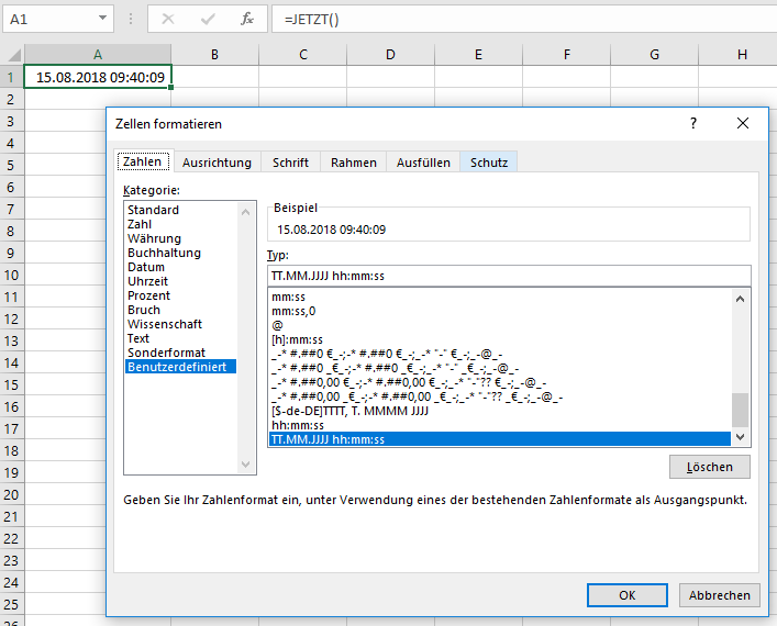 Zellen formatieren