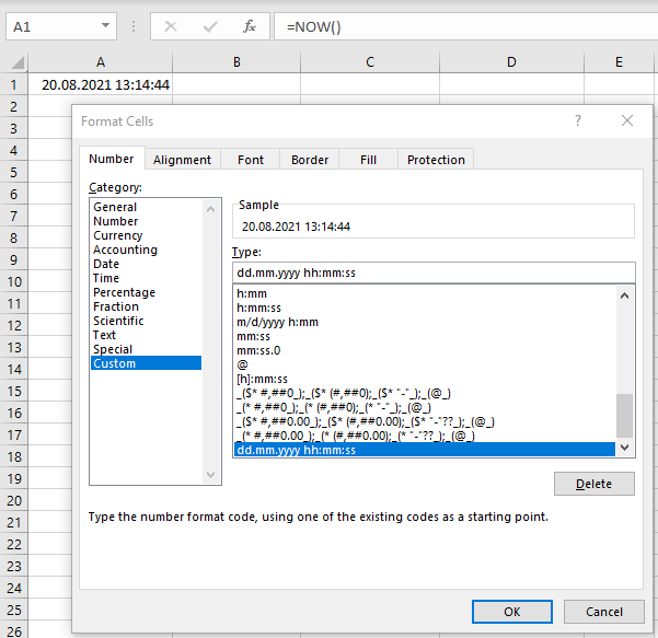 Format Cells