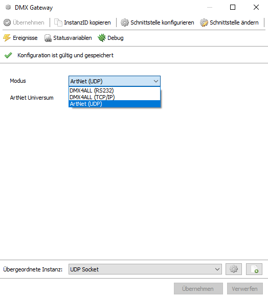 DMX gateway configuration