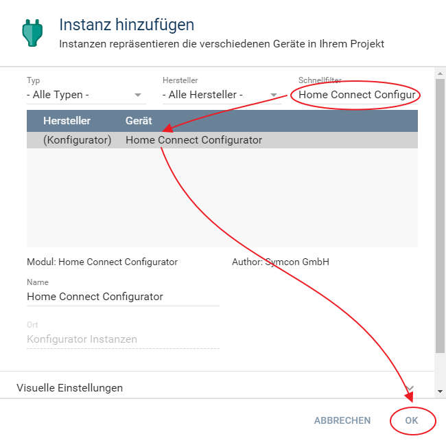 Instanz erstellen