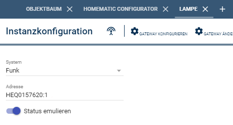 Homematic device configuration page