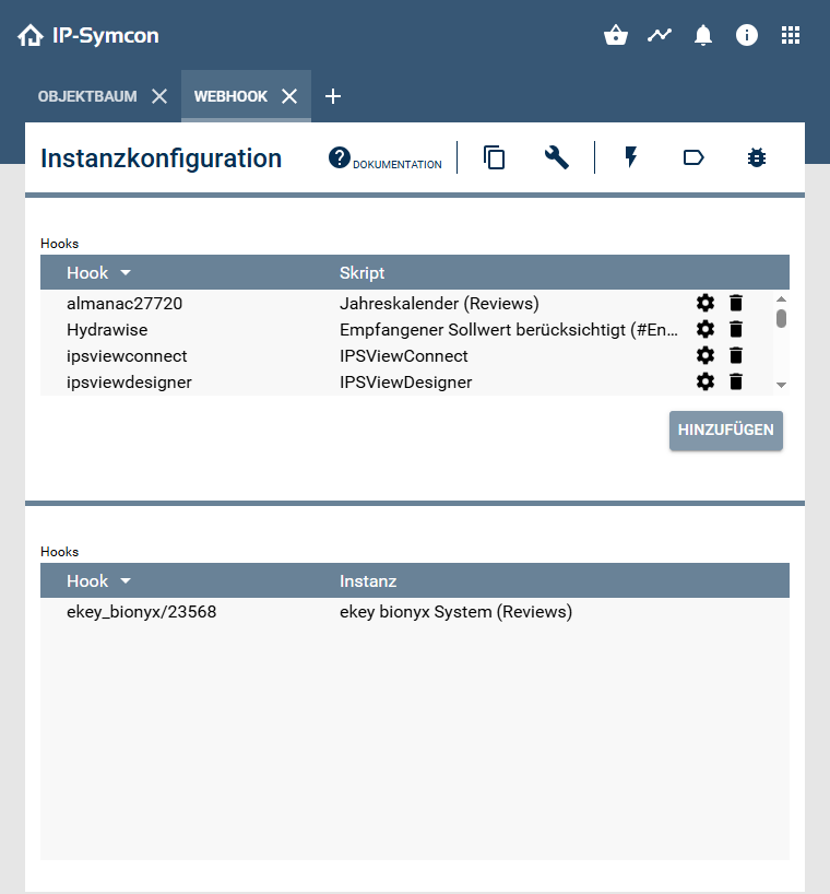 Configuration page