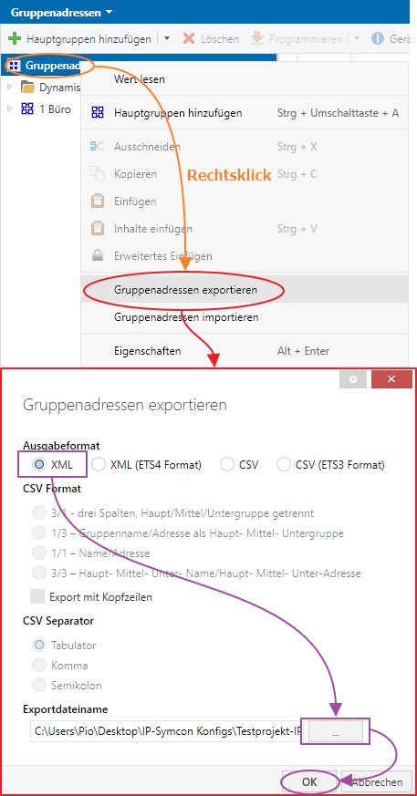 KNX XML Export