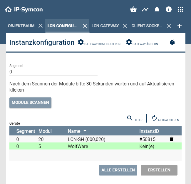 LCN: Konfiguration