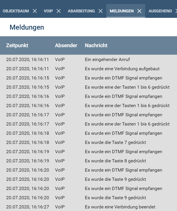 Beispiel für Meldungen