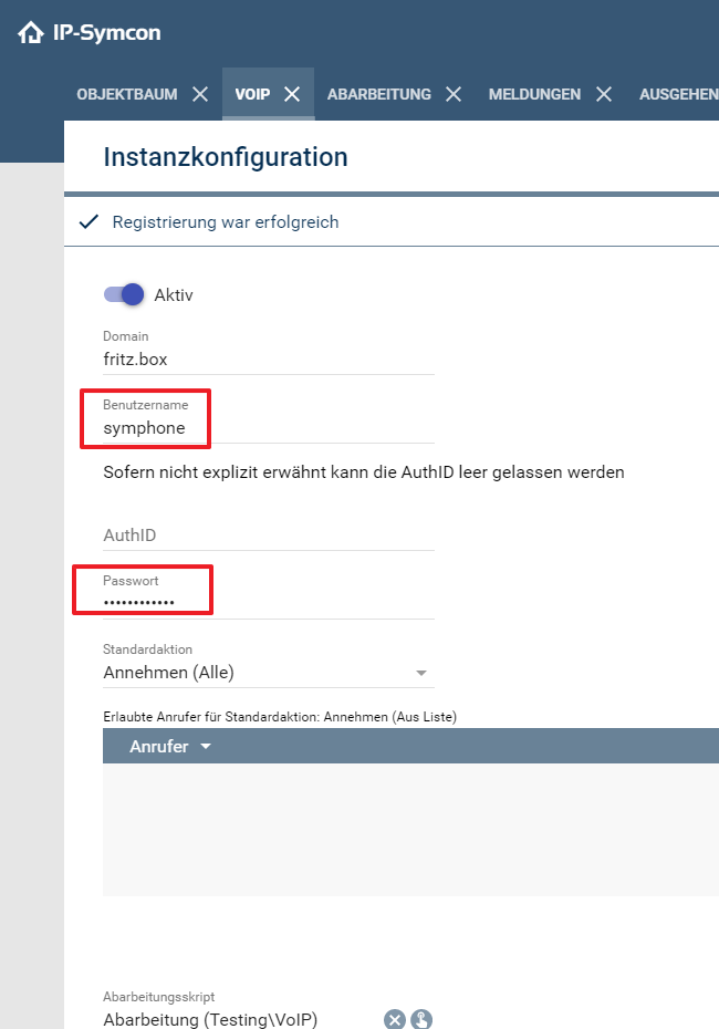 VoIP Modul konfigurieren