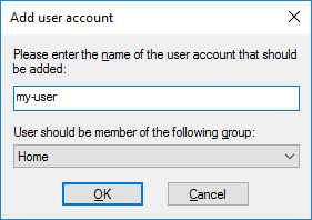 Choose User Name and Group
